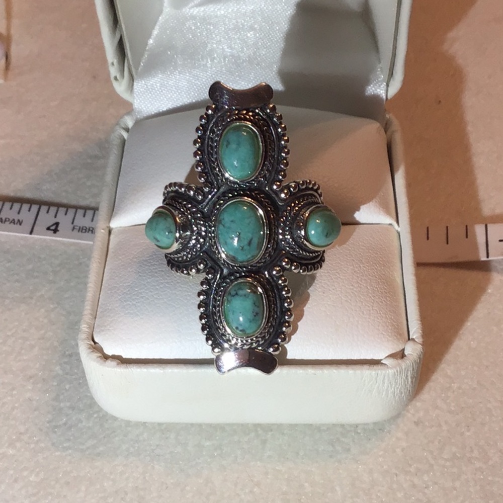 TURQUOISE 🎉HP🎉 CROSS RING BY BBJ STERLING SILVER